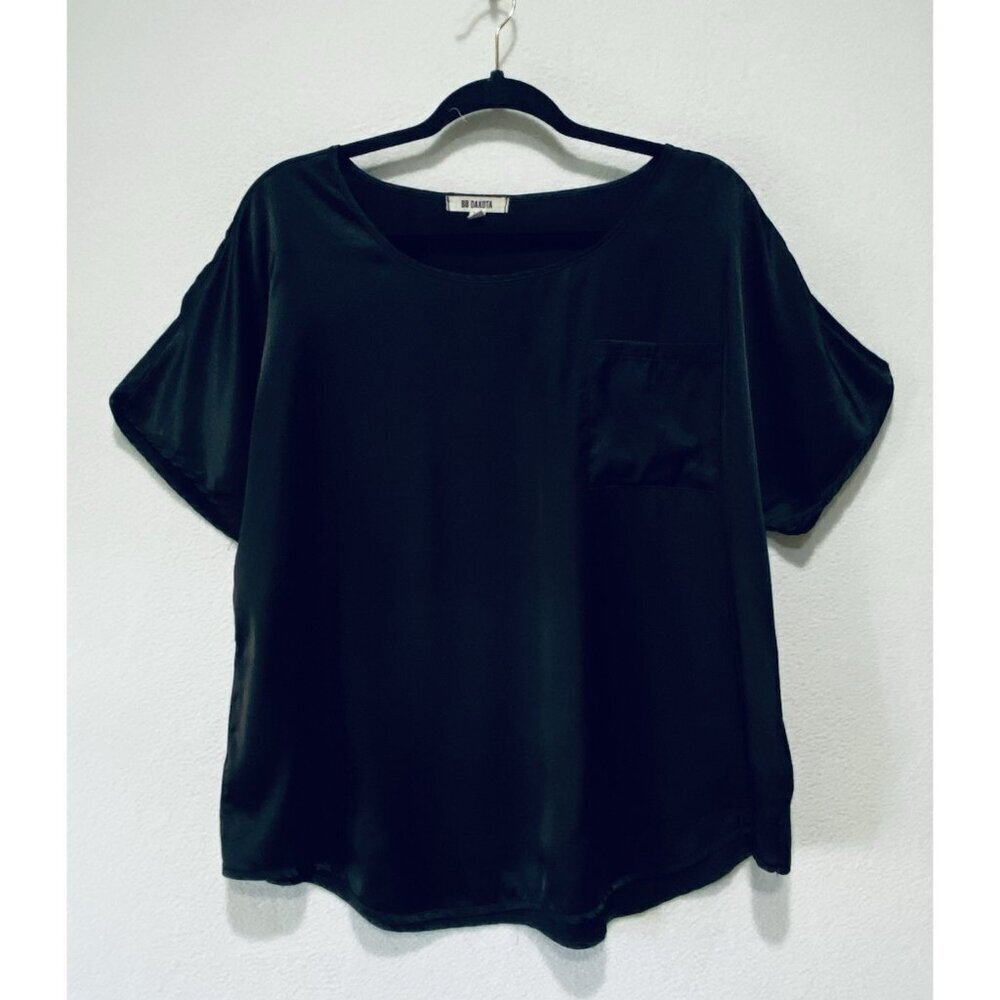 BB Dakota Top Womens XL Black Satin Short Sleeve Flowy Lounge Whimsigoth Boho